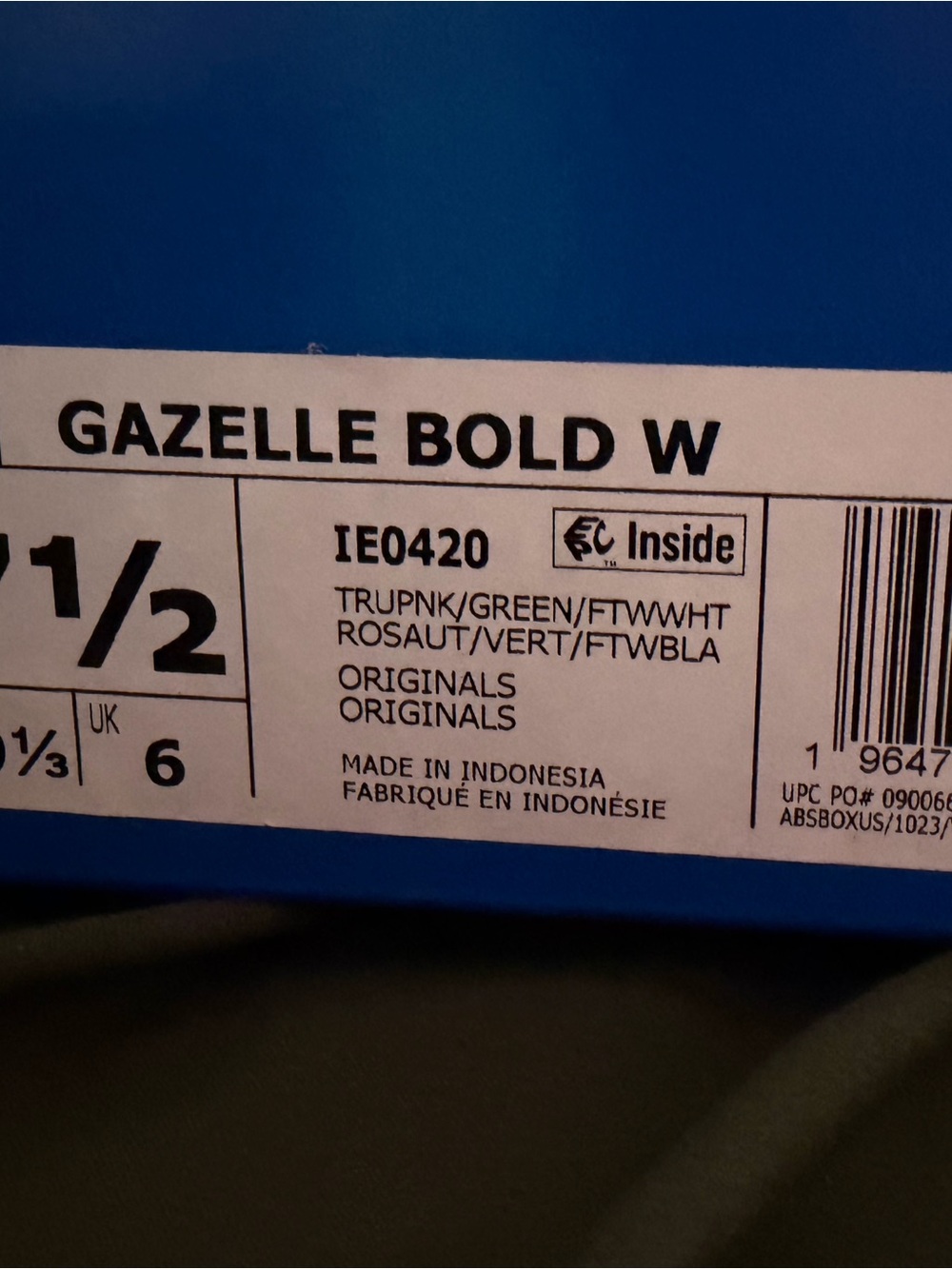 Adidas Gazelle Bold W Pink Green Platform Sneakers NIB 7.5 - Picture 8 of 8
